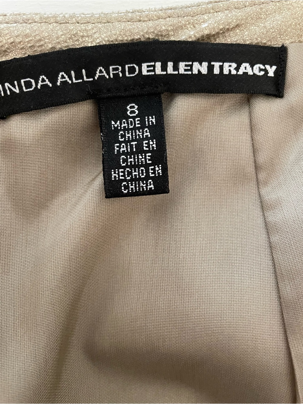 Linda Allard Ellen Tracy Gold Snake Skin Print Leather Pencil Skirt Size 8 - Picture 2 of 8